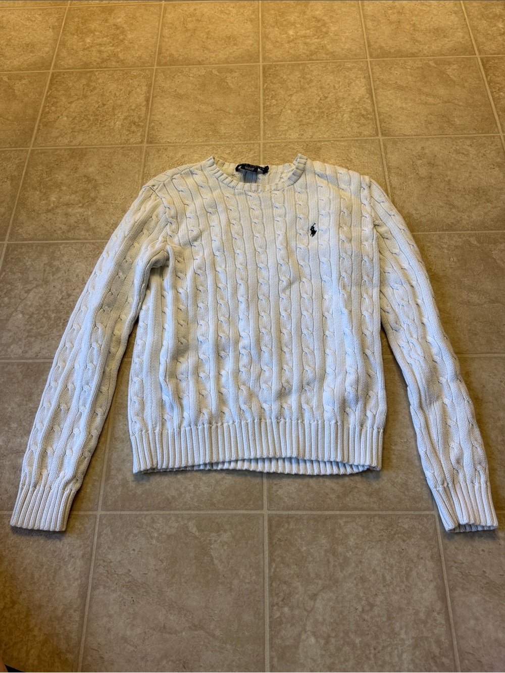 Polo by Ralph Lauren Cream Cable-Knit Crewneck Sweater